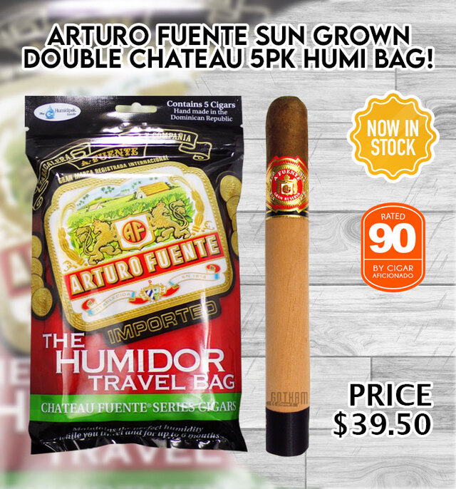 Arturo Fuente Sun Grown Double Chateau 5 pack humi bag now in stock!