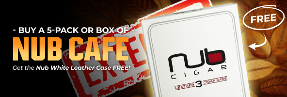 BUY A 5-PACK OR BOX OF NUB CAFE. GET THE NUB WHITE LEATHER CASE FREE!