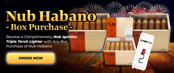 Nub Habano Box Purchase: Receive a complimentary Nub Ignition Triple Torch Lighter with any box purchase of Nub Habano.