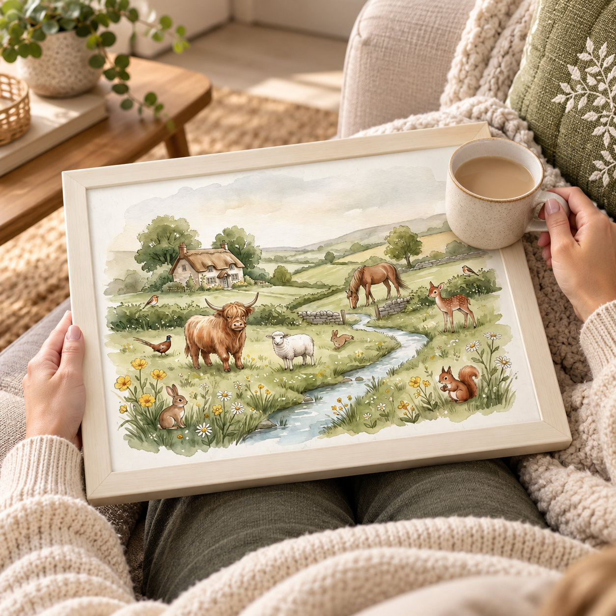 Countryside Print Lap Tray with Cushioned Base 45cm